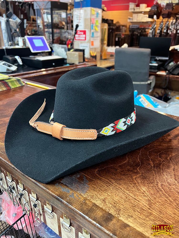 HILASON Beaded  American Style Western Cowgirl Handmade Hatband Tan