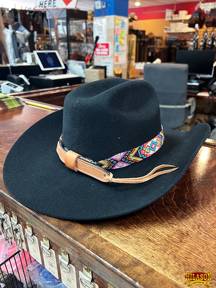 HILASON Beaded  American Style Western Cowgirl Handmade Hatband Tan