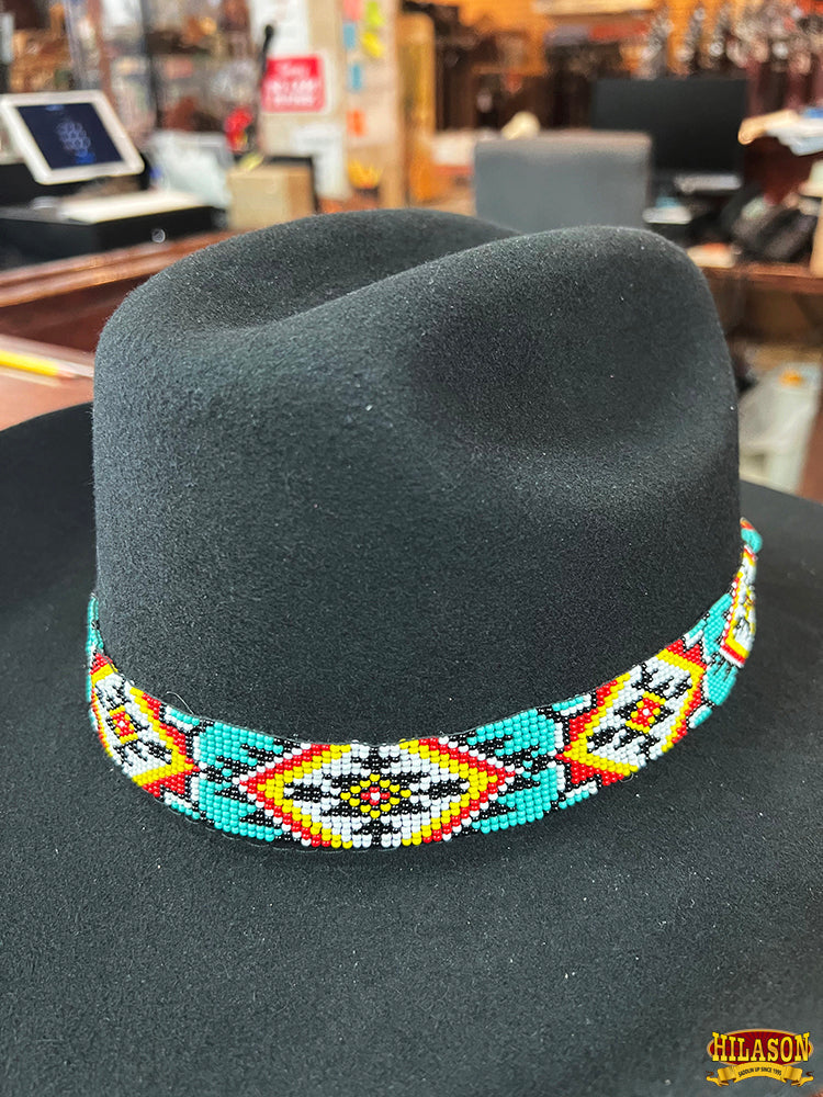 HILASON Beaded  American Style Western Cowgirl Handmade Hatband Tan