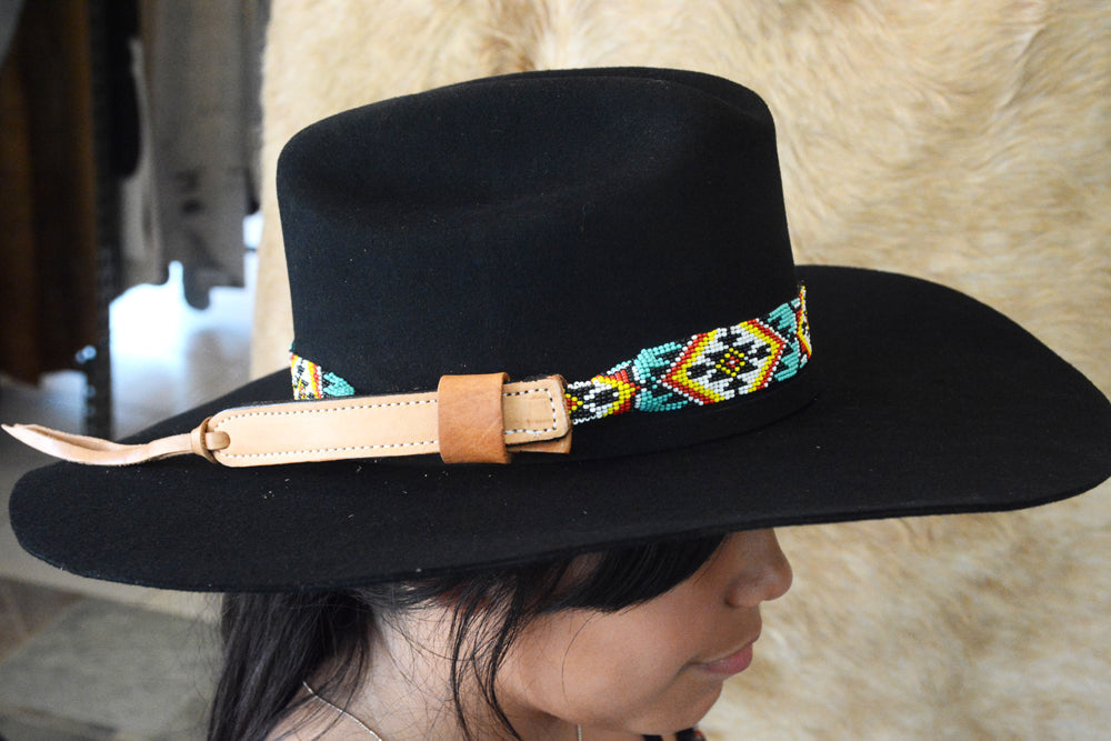 HILASON Beaded  American Style Western Cowgirl Handmade Hatband Tan