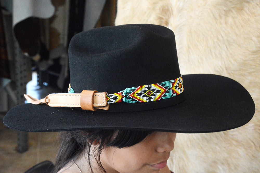 HILASON Beaded  American Style Western Cowgirl Handmade Hatband Tan