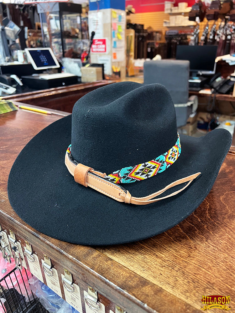 HILASON Beaded  American Style Western Cowgirl Handmade Hatband Tan