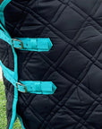 HILASON Western Horse Stable Turnout Blanket Quilted Black With Turquoise