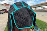 HILASON Western Horse Stable Turnout Blanket Quilted Black With Turquoise