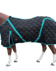 HILASON Western Horse Stable Turnout Blanket Quilted Black With Turquoise