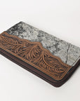 OHLAY WALLET Hand Tooled Hair-on Genuine Leather women bag western handbag purse