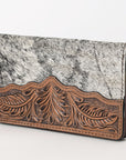 OHLAY WALLET Hand Tooled Hair-on Genuine Leather women bag western handbag purse