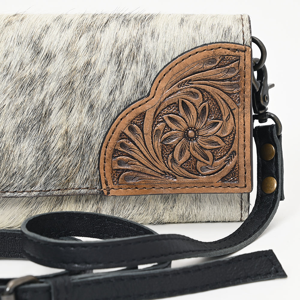OHLAY WALLET Hand Tooled Hair-on Genuine Leather women bag western handbag purse