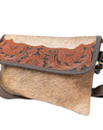 OHLAY WALLET Hand Tooled Hair-on Genuine Leather women bag western handbag purse