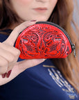 American Darling Coin Purse Hand Tooled Genuine Leather Women Bag Western Handbag Purse