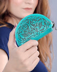 American Darling Coin Purse Hand Tooled Genuine Leather Women Bag Western Handbag Purse