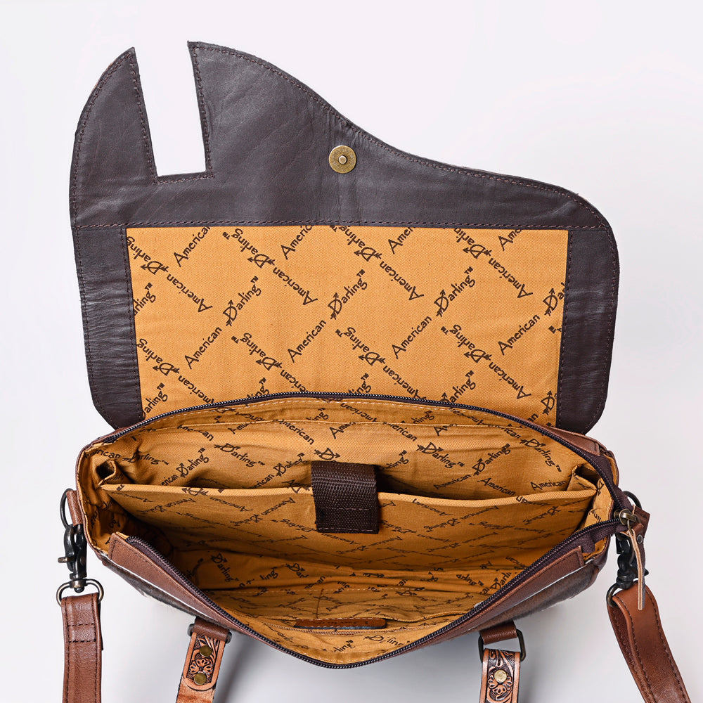 ADBG1206 American Darling Hand Tooled Hair On Genuine Leather Women Bag Western Handbag Purse