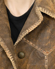 ADJKT036 Genuine Vintage  leather Women shirt  jacket  dress ladies girl
