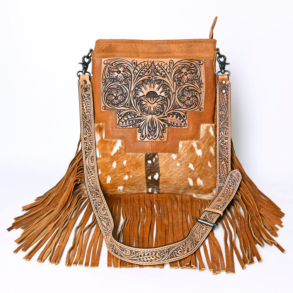 American Darling Messenger Hand Tooled Hair On Genuine Leather Women Bag Western Handbag Purse