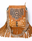 American Darling Messenger Hand Tooled Hair On Genuine Leather Women Bag Western Handbag Purse