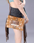 American Darling Hand Tooled Hair-On Genuine Leather Women Bag Western Handbag Purse