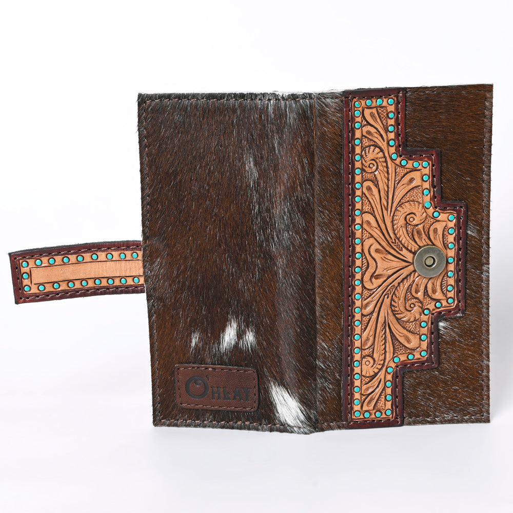OHLAY KBG228 Coin Purse Hand Tooled Hair-On Genuine Leather women bag western handbag purse