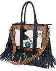 OHLAY KBG230 TOTE Hand Tooled Hair-on Genuine Leather women bag western handbag purse
