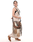 OHLAY MESSENGER Hand Tooled Hair-on Genuine Leather women bag western handbag purse