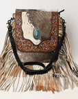 OHLAY MESSENGER Hand Tooled Hair-on Genuine Leather women bag western handbag purse