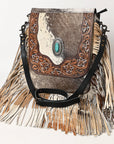 OHLAY MESSENGER Hand Tooled Hair-on Genuine Leather women bag western handbag purse