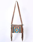 OHLAY KBG242 Cross Body Hand Tooled Upcycled Wool Genuine Leather women bag western handbag purse