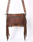 OHLAY KBG242 Cross Body Hand Tooled Upcycled Wool Genuine Leather women bag western handbag purse