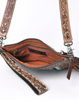 OHLAY KBG242 Cross Body Hand Tooled Upcycled Wool Genuine Leather women bag western handbag purse