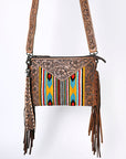 OHLAY KBG246 Cross Body Hand Tooled Upcycled Wool Genuine Leather women bag western handbag purse
