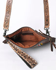 OHLAY KBG246 Cross Body Hand Tooled Upcycled Wool Genuine Leather women bag western handbag purse