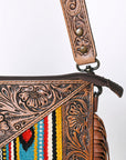 OHLAY KBG246 Cross Body Hand Tooled Upcycled Wool Genuine Leather women bag western handbag purse