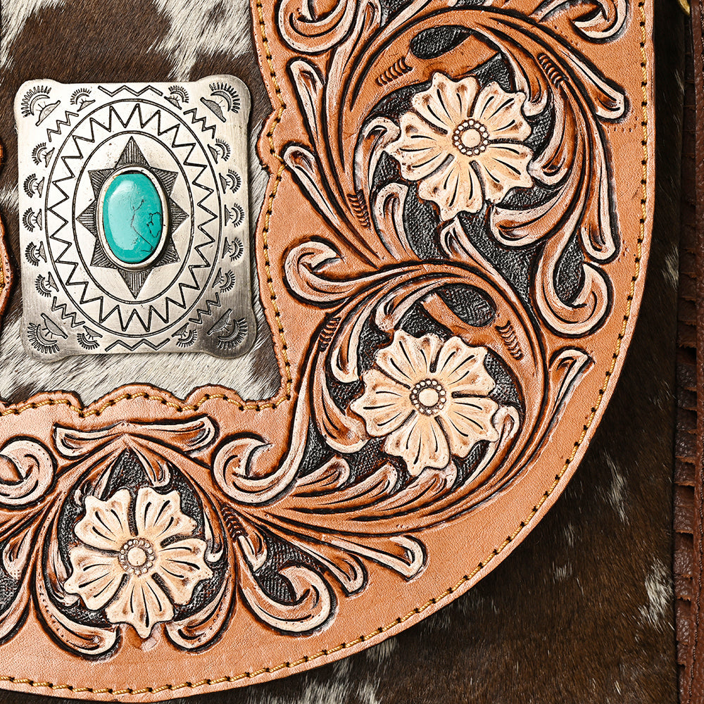 American Darling ADBGA420 Hand Tooled Hair-On Genuine Leather Women Bag Western Handbag Purse
