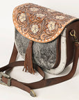 American Darling ADBGA424 Hand Tooled Hair-On Genuine Leather Women Bag Western Handbag Purse