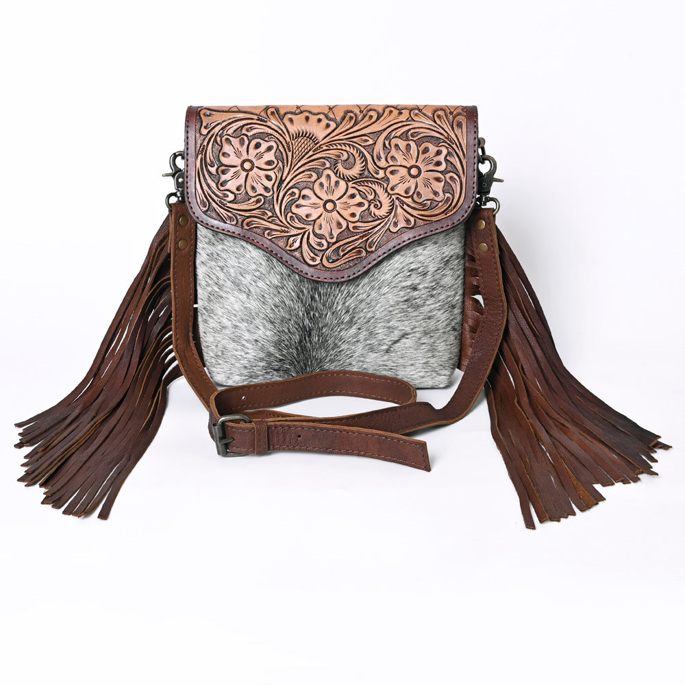 OHLAY KBG272 Cross Body Hand Tooled Hair-On Genuine Leather women bag western handbag purse