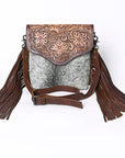 OHLAY KBG272 Cross Body Hand Tooled Hair-On Genuine Leather women bag western handbag purse