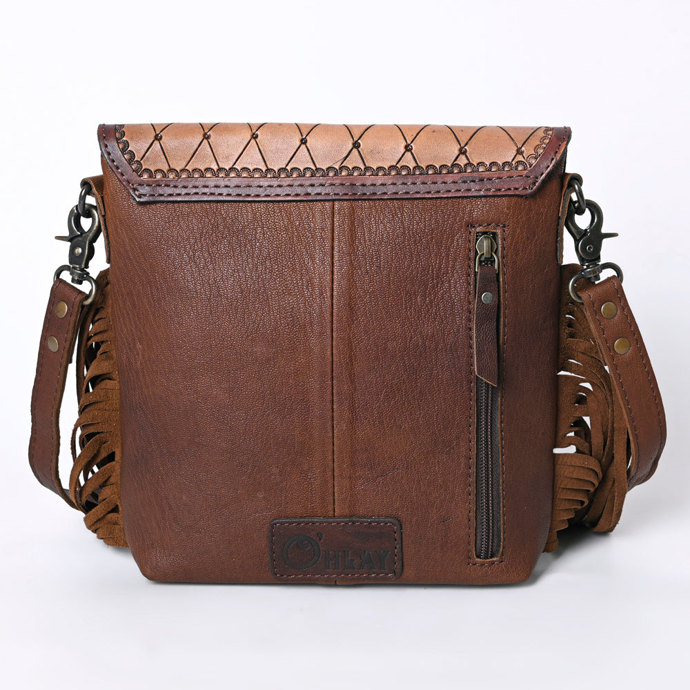 OHLAY KBG272 Cross Body Hand Tooled Hair-On Genuine Leather women bag western handbag purse