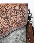 OHLAY KBG272 Cross Body Hand Tooled Hair-On Genuine Leather women bag western handbag purse