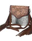 OHLAY KBG272 Cross Body Hand Tooled Hair-On Genuine Leather women bag western handbag purse