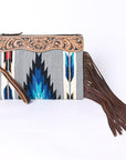 OHLAY WRISTLET Hand Tooled Upcycled Wool  Genuine Leather women bag western handbag purse