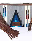 OHLAY WRISTLET Hand Tooled Upcycled Wool  Genuine Leather women bag western handbag purse