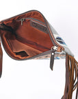 OHLAY WRISTLET Hand Tooled Upcycled Wool  Genuine Leather women bag western handbag purse