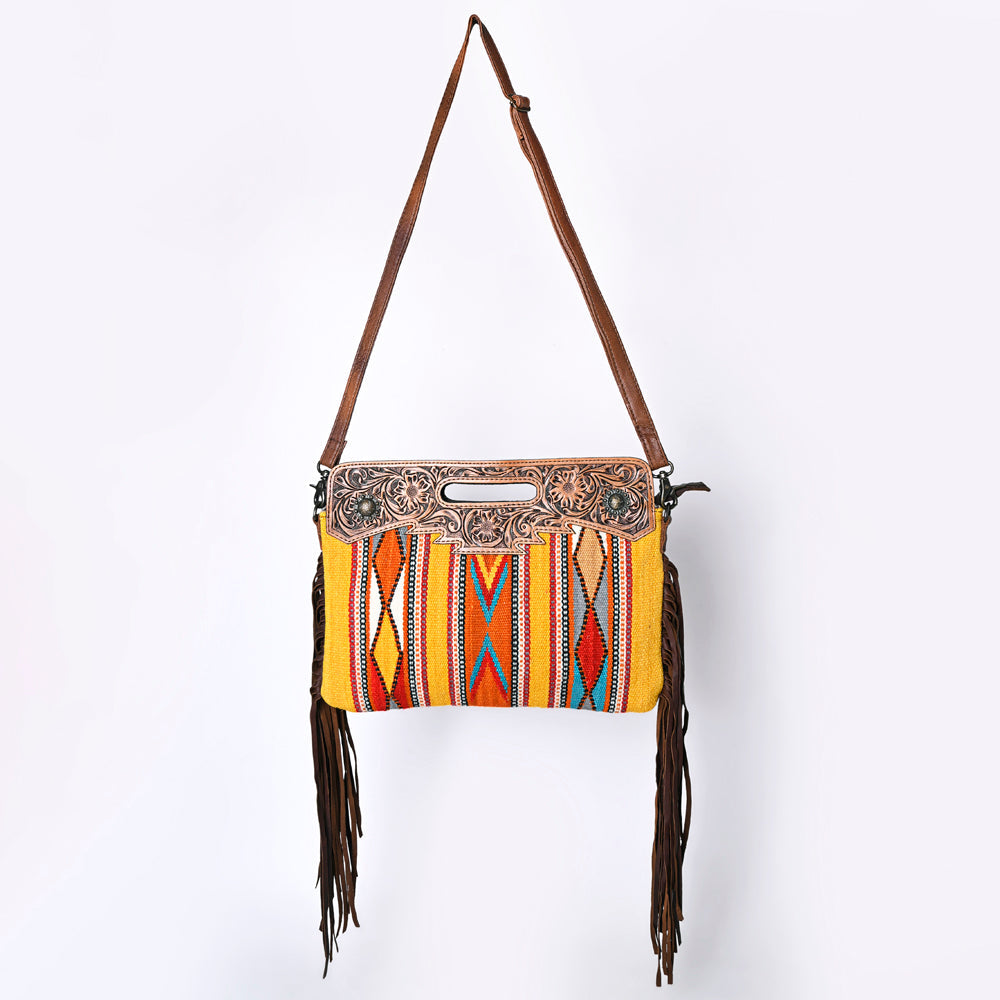 OHLAY KBG302 Clutch Hand Tooled Upcycled Wool Genuine Leather women bag western handbag purse