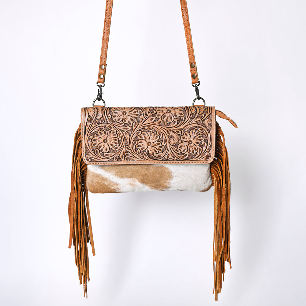 OHLAY WALLET Hand Tooled Hair-on Genuine Leather women bag western handbag purse