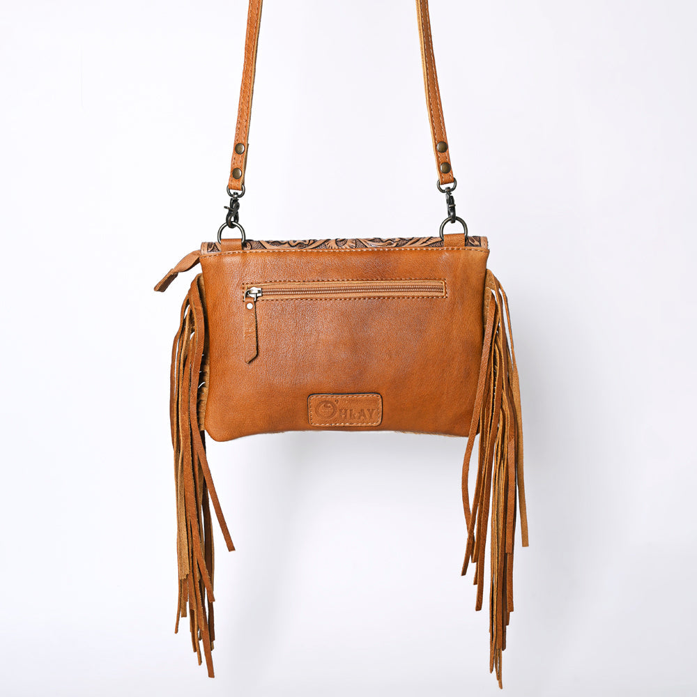 OHLAY WALLET Hand Tooled Hair-on Genuine Leather women bag western handbag purse