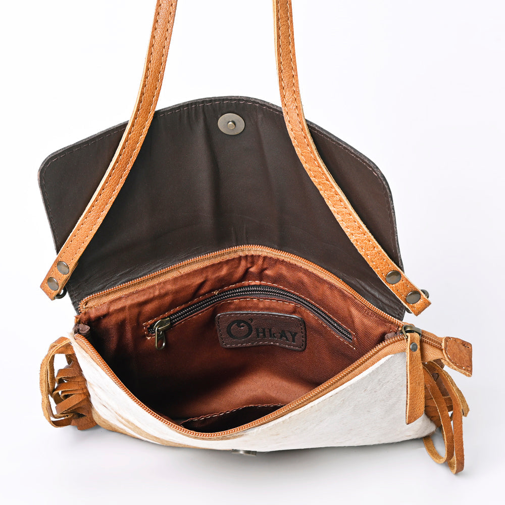 OHLAY WALLET Hand Tooled Hair-on Genuine Leather women bag western handbag purse