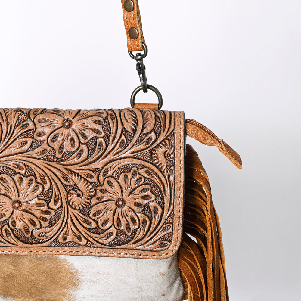 OHLAY WALLET Hand Tooled Hair-on Genuine Leather women bag western handbag purse