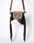 OHLAY KBG313 Cross Body Hand Tooled Hair-On Genuine Leather women bag western handbag purse