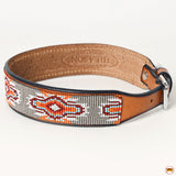 Stylish Handcrafted Leather Dog Collar with Beadwork | Everes Ranch