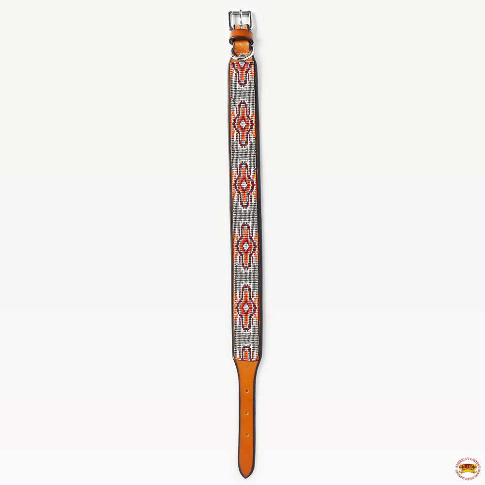 Hilason Western Style Heavy Duty Beaded American Leather Pet Dog Collar