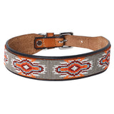 Stylish Handcrafted Leather Dog Collar with Beadwork | Everes Ranch